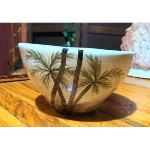 Table Tops Unlimited BAHAMAS Hand Painted Collection Palm Trees Vintage Bowl